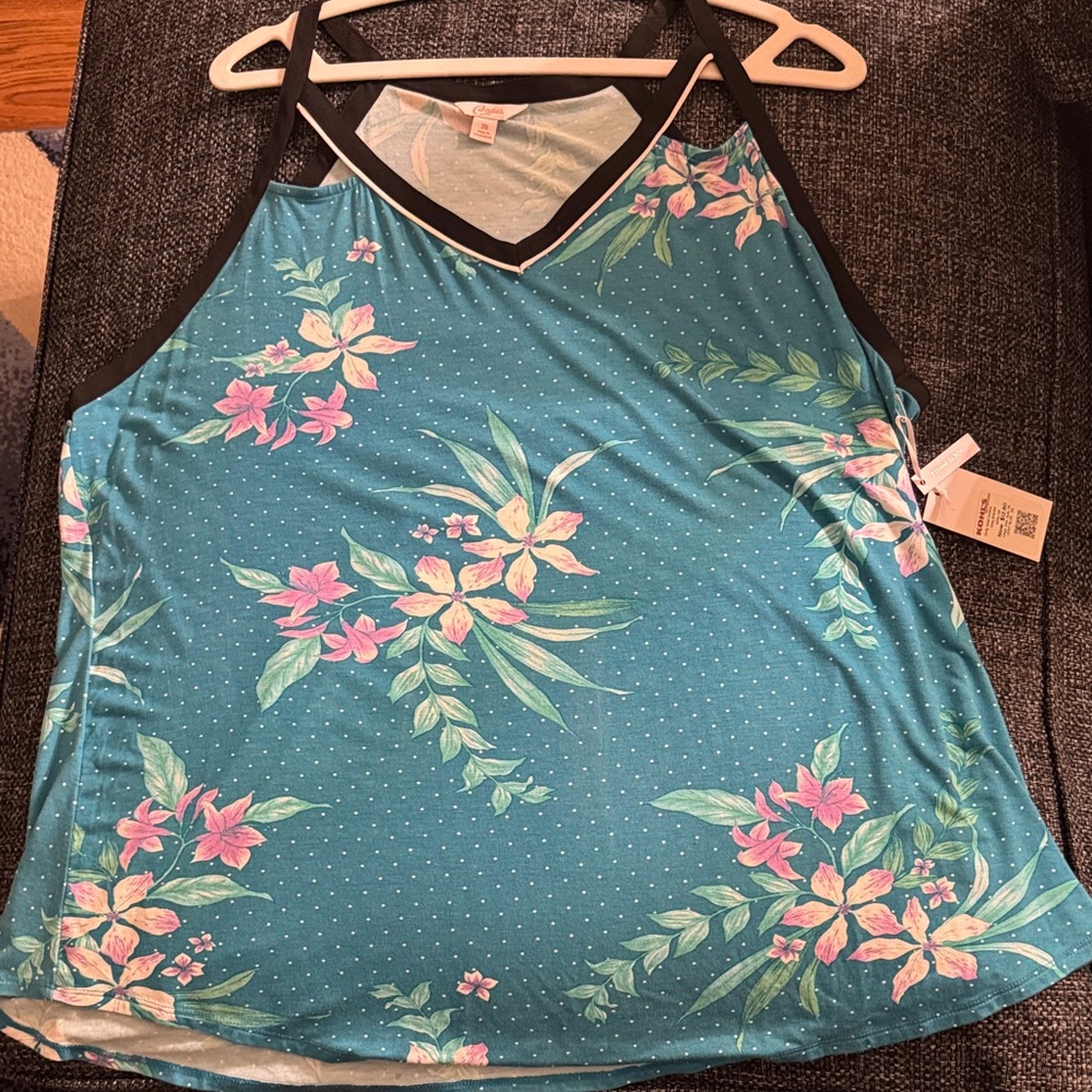 NWT Candie's Teal Floral Women's Top